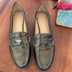 Size 8 patent green coach penny loafers